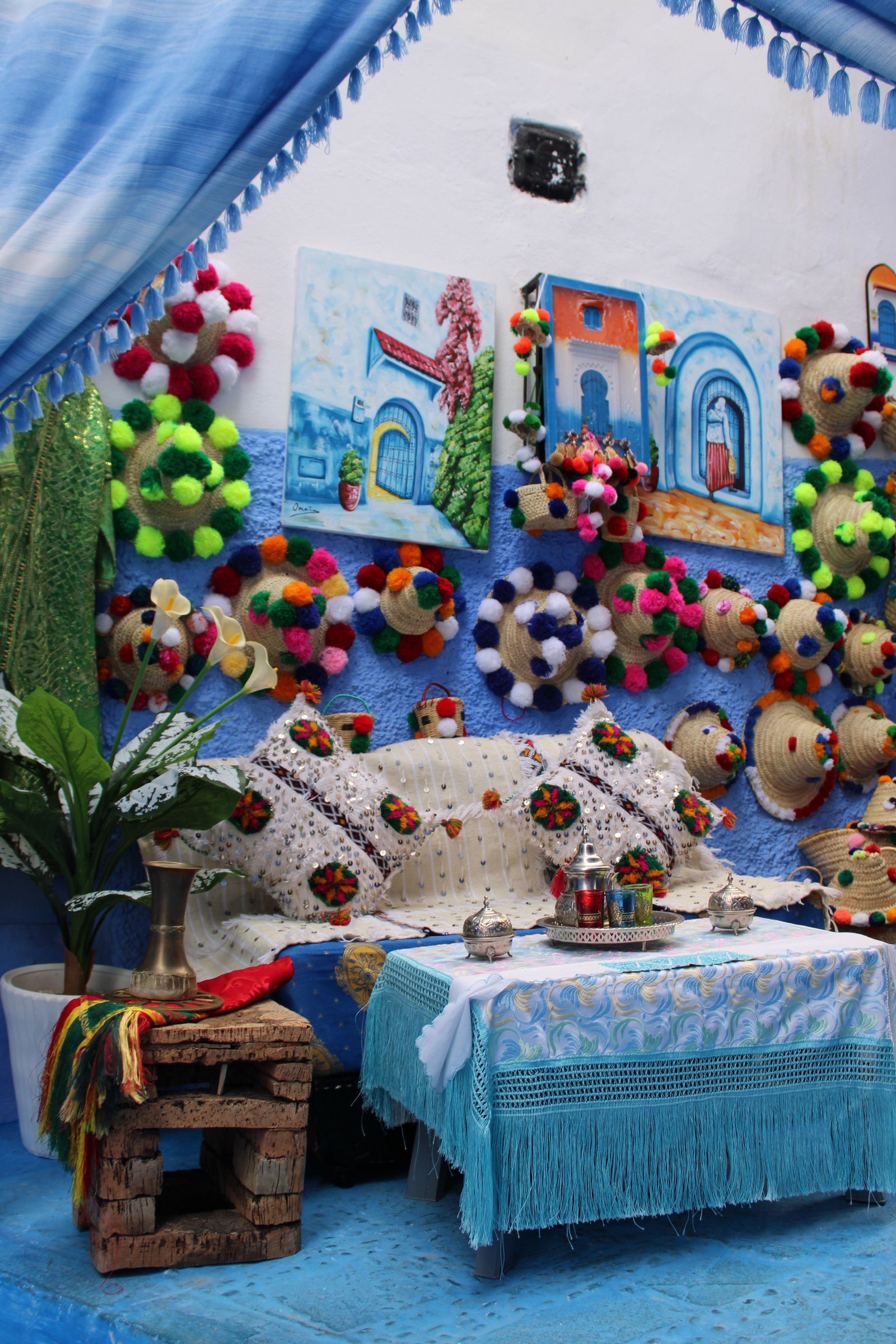 Colorful Moroccan handmade decor and traditional crafts